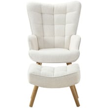 2 Piece Leander Boucle Armchair & Footstool Set